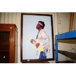 Rock Music Interest, Oil on Canvas, Portrait of Rock Legend Jimi Hendrix
