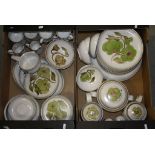 Large collection of vintage Denby dinnerware in "Troubadour Green Flower" pattern