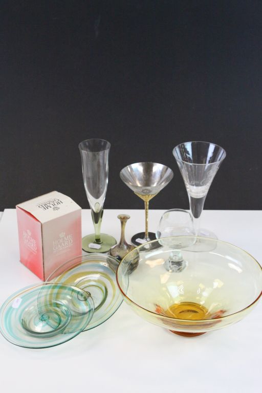 Small collection of vintage Glass etc to include Holmegaard, a Stuart Devlin Viners Martini Glass,