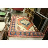 Eastern Wool Cream, Blue and Red Ground Rug, 300cms x 218cms