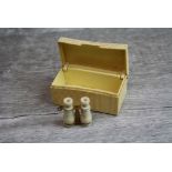 Set of Miniature Bone Stanhope Binoculars with Egyptian Scenes