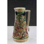 Large German Beer stein ceramic Jug with lively Beer Festival scene decoration