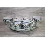 Alan Caiger Snith Aldermaston Pottery Set of Four Cups, Two Bowls and a Plate each decorated with