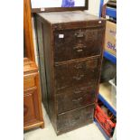 Early 20th century Stained Wooden Four Drawer Filing Cabinet, 132cms high x 51cms wide