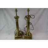 Pair of large Brass Corinthian Column style electric Lamps