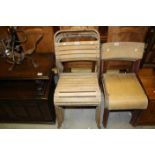 Set of Four Stacking Vintage / Retro Chairs with Slatted Wooden Back and Seats and Tubular Metal