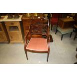Edwardian Mahogany Elbow Dining chair with Cross-Banding and Ebony Inlay, the back with Ribbon