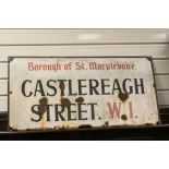 Vintage Enamel Street sign "Borough of Marylebone Castlereagh Street W1"