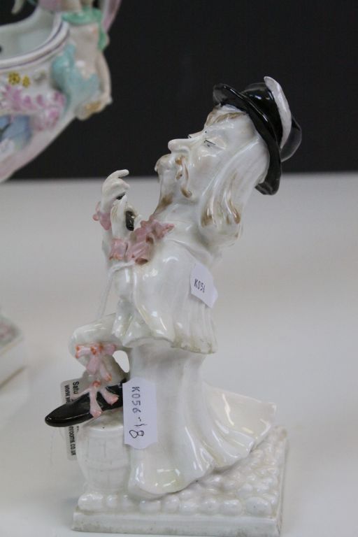 Vintage Continental porcelain centrepiece depicting Cherubs, Dragons and female Nudes, plus - Image 3 of 9