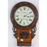 Key wind Drop Dial Wall clock, with painted dial marked "G C Hardwick Burton on Trent"