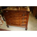 19th century Mahogany Chest of Drawers with Inverted Breakfront Top, the four drawers with Art