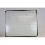 Vintage Enamel Cooker Splash Back with Tile Effect and Green Border