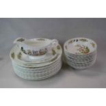 Collection of Aynsley ' Cottage Garden ' Ware including Gravy / Sauce Boat and Stand, 12 Dessert