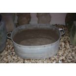 Galvanised Twin Handled Oval Wash Bath / Planter 72cms long plus a Galvansied Ridged Water Butt /
