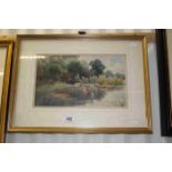 Framed Watercolour Country Scene with Cattle together with an Alpine View Watercolour