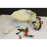 Carlton Ware ceramic salad bowl with serving fork, a Beswick wall plaque flying Duck and a