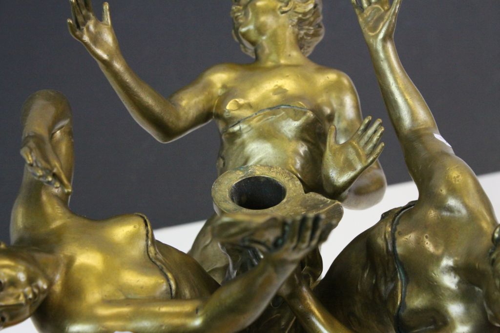 Baccarat gilded bronze sculpture of three maidens dancing with later Glass Globe - Image 6 of 9