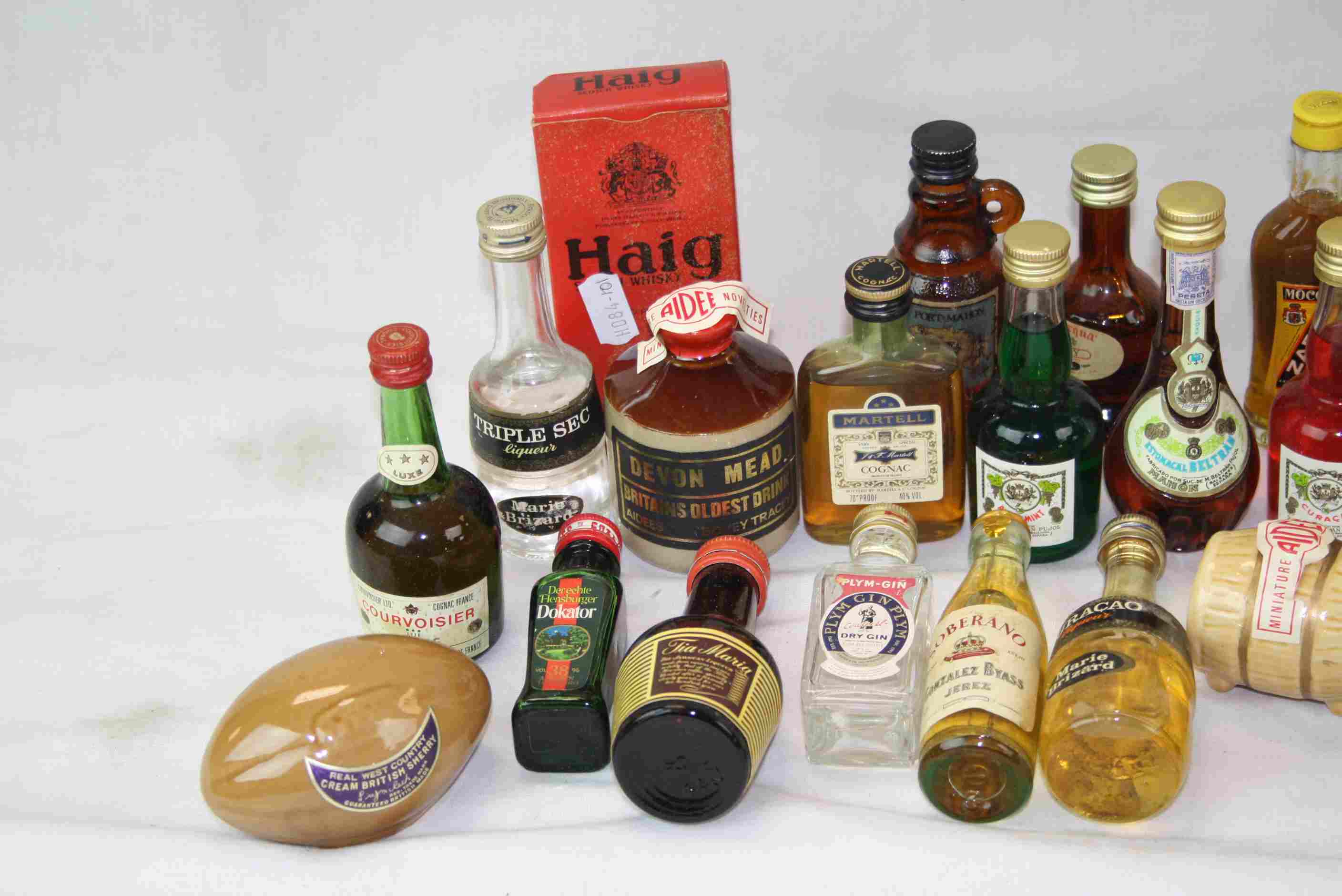 Box of vintage Miniature bottles of Alcohol to include Brandy, Gin & Whisky etc - Image 2 of 4