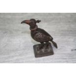 Asian Bronze Scent Bottle in the form of a Bird with Glass Eyes, still retains traces of original