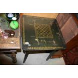 Late 19th / Early 20th century Black Lacquered Square Games Table, 61cms wide x 71cms high