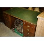Early 20th century Mahogany Twin Pedestal Desk with Green Leather Inset Top, each Pedestal with Four