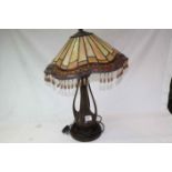 Art Nouveau Style Heavy Table Lamp with Tiffany Style Lamp Shade