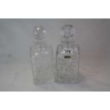 Two Lead crystal Cut Glass decanters with stoppers, one with Palm Tree decoration and original Irena