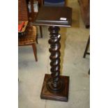 Mahogany Jardiniere Stand with Square Top and Plinth Base and Twisted Column, 112cms high
