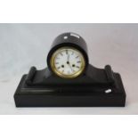Vintage Key wind Slate mantle clock with enamel dial, movement marked "G.V"