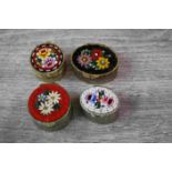 Four Vintage Italian Micro Mosaic Pill Boxes