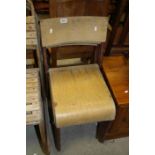 Set of Four Stacking Vintage / Retro Plywood and Tubular Metal Chairs