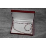 Matching Pearl Necklace and Bracelet with Silver Clasps