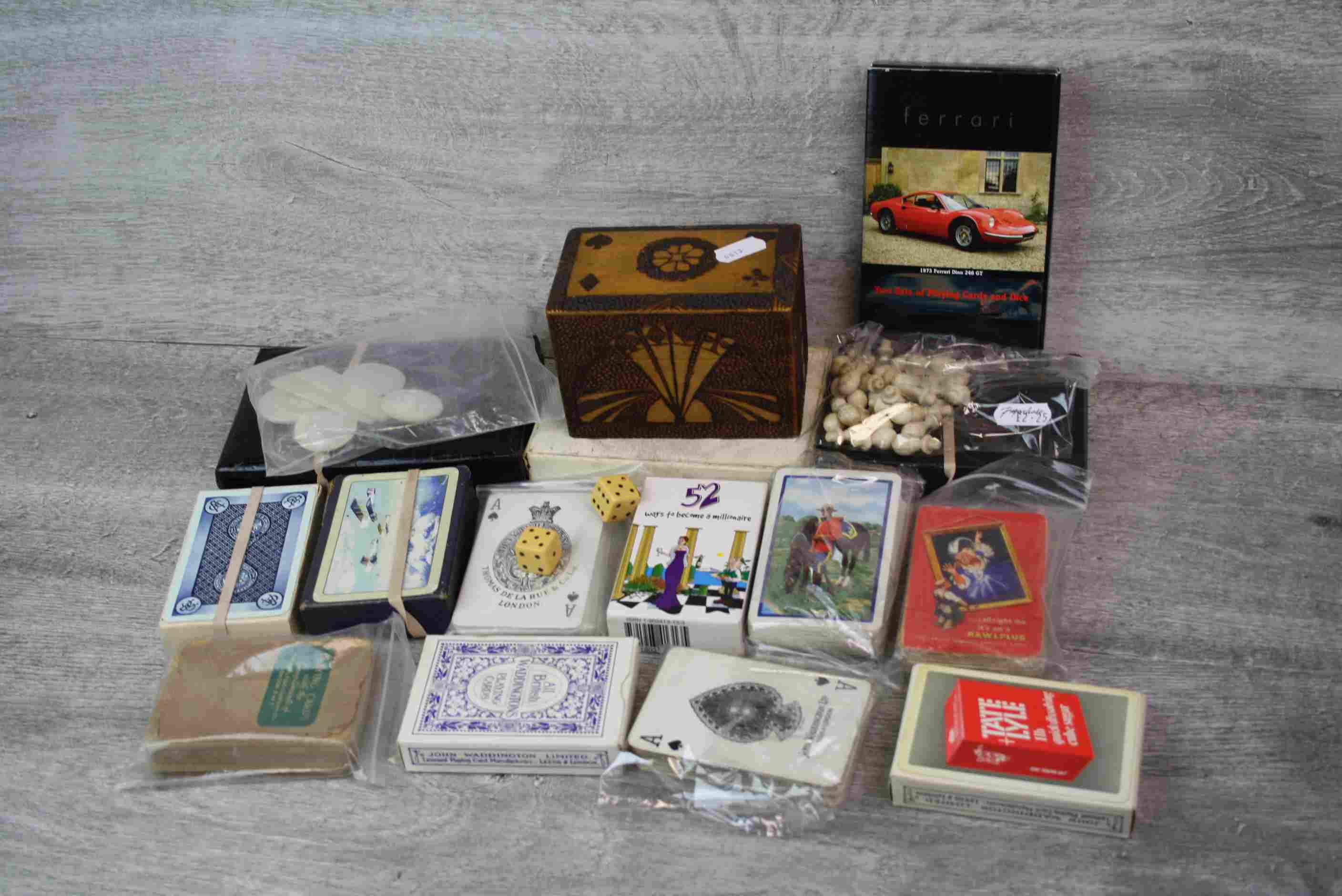 Collection of advertising playing cards, games pieces, mother-of-pearl gaming counters and a - Image 3 of 3