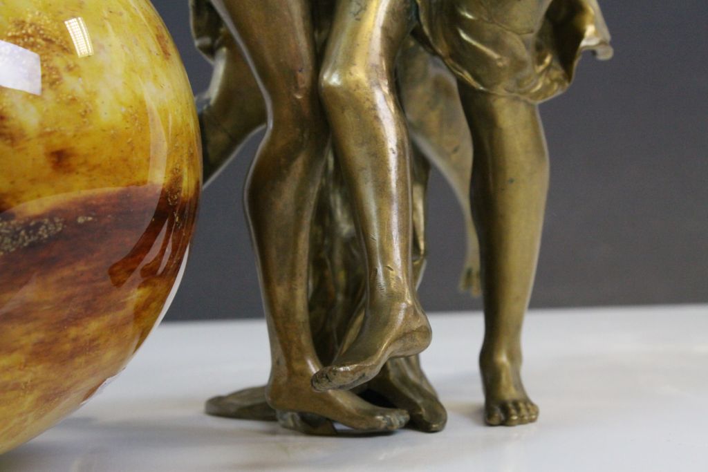 Baccarat gilded bronze sculpture of three maidens dancing with later Glass Globe - Image 8 of 9