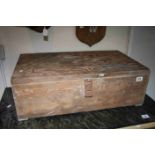 Vintage Pine Tool Box with recessed carrying handles, 71cms long