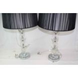 Pair of Modern Lamps in Glass and Chrome with shades