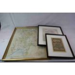 Antique Hand Coloured Map Engraving ' A Map of the Hundreds of Cranbrooke Barkley and Rolvenden '