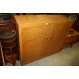 Vintage / Retro Oak and Pine Office / School / Industrial Storage Cabinet with Two Panel Doors