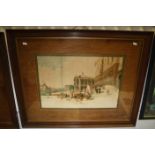 Pair of Oak Framed and Glazed Venetian Watercolours, Early 20th century, each 53cms x 37cms