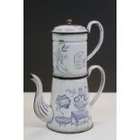 Victorian Blue and White Enamel Coffee Pot