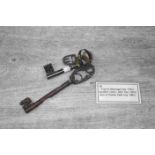 Three Vintage Iron Keys with desriptions