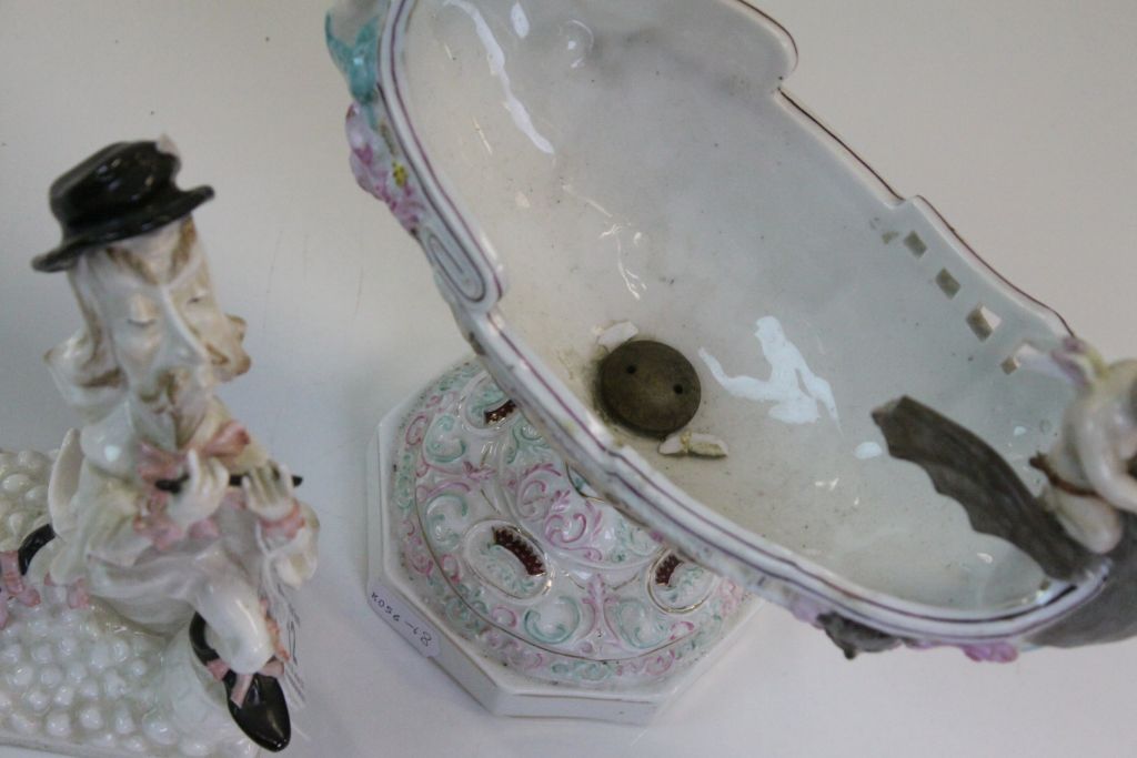 Vintage Continental porcelain centrepiece depicting Cherubs, Dragons and female Nudes, plus - Image 9 of 9