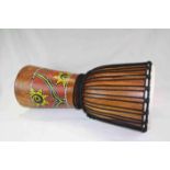 African Tribal Djembe Wooden and Painted Drum