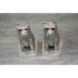 Pair of Novelty Condiments in the form of Dogs with Ruby Eyes stamped