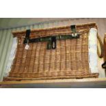 Large Wicker Linen Basket with Lid, Rope Handles and Metal Fittings, 76cms long