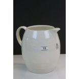 Large Minton's White Banded Farmhouse Milk Cream Dairy Jug stamped GR IV, 24cms high