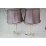 Pair of wooden table Lamps with shades