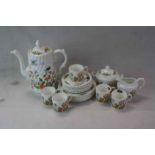 Collection of Aynsley ' Cottage Garden ' Ware including Coffee Pot, 5 Coffee Cans, 6 Coffee Can