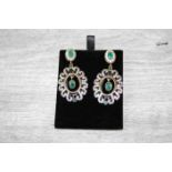 Pair of Silver and CZ Renaissance Style Earrings