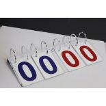 White Enamel Score Board with Two Rings of Blue Numbers and Two Rings of Red Numbers